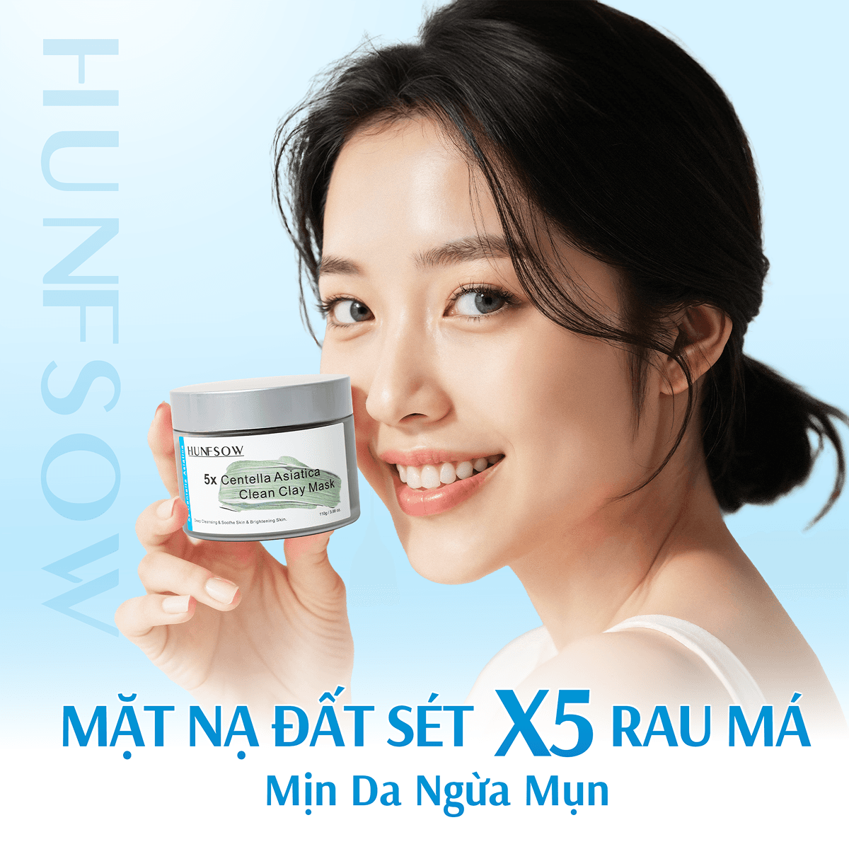 Mặt Nạ Đất Sét 5X Rau Má Hunfsow - Hình 3