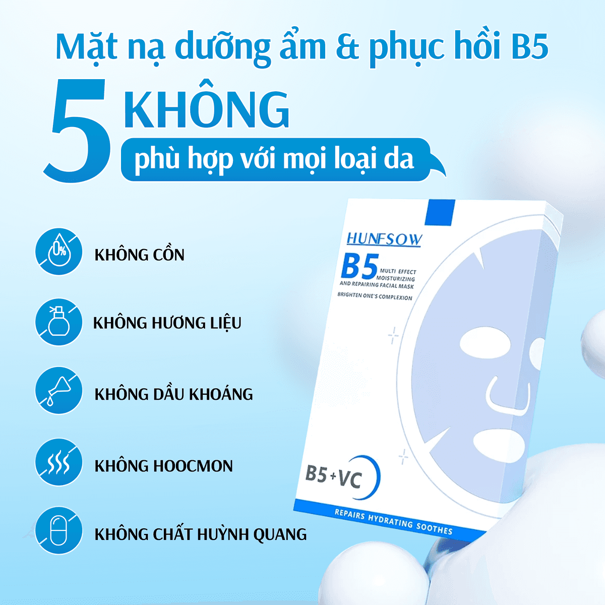 Mặt Nạ Giấy B5 & Vitamin C Hunfsow  - Hình 5