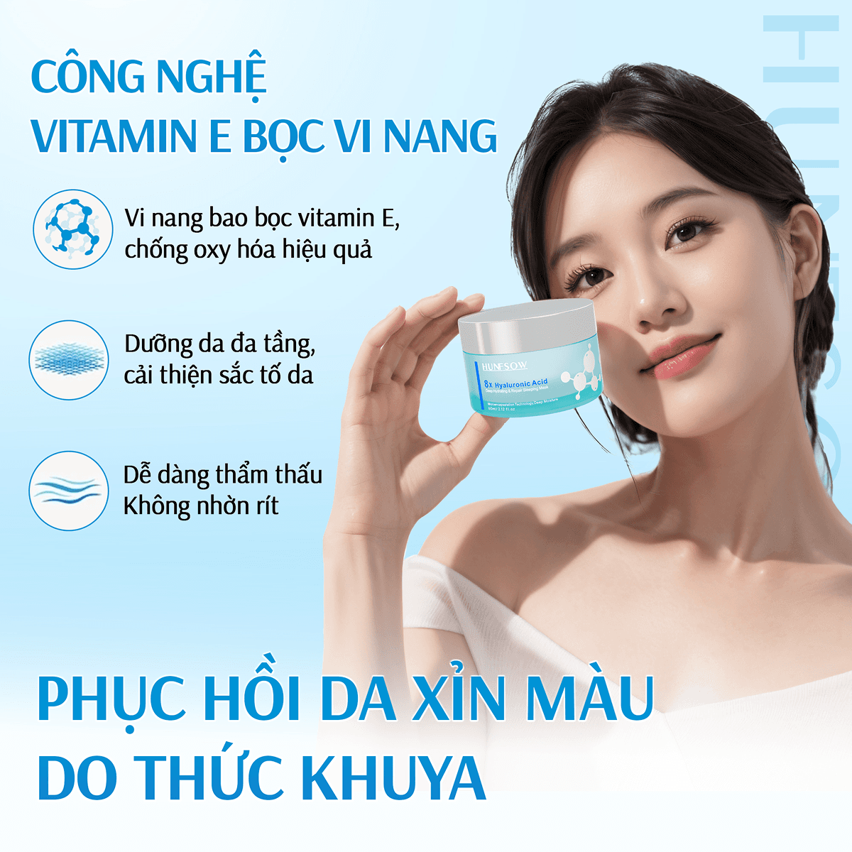 Mặt Nạ Ngủ Dưỡng Ẩm Sâu Hunfsow - Hình 3