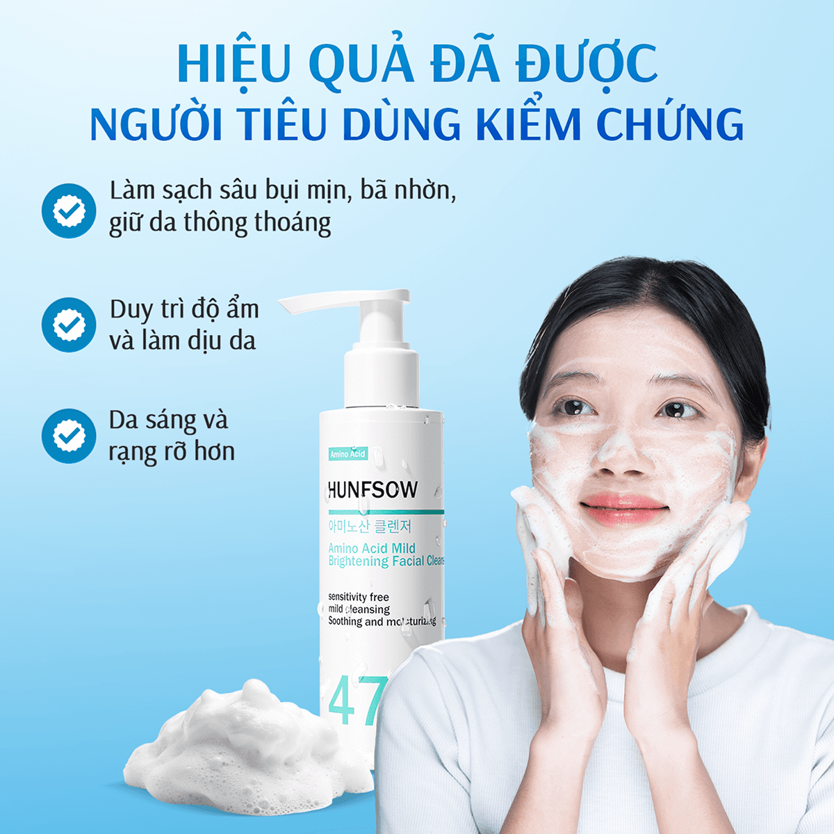 Sữa Rửa Mặt Axit Amin Hunfsow - Hình 5